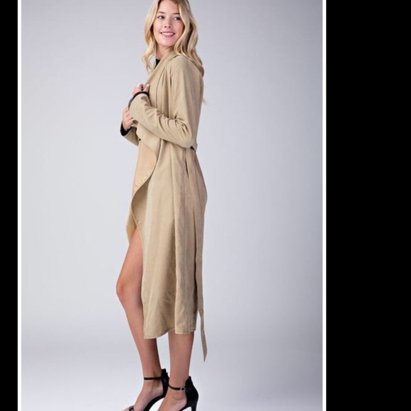 Khaki Lightweight Duster Jacket - Picture 3 of 4